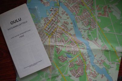Oulun kartta ja katunimiluettelo 1982