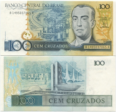 Brasilia Brazil 100 Cruzados v.1987 (P-211b) UNC