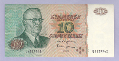 10 mk v.1980 UNC P-111 (Karjalainen-Lehtinen)