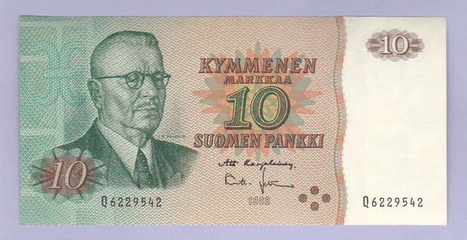 10 mk v.1980 UNC P-111 (Karjalainen-Lehtinen)