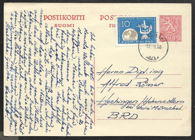 Postilähetys -Geod.-geof. kong. (LAPE 522) Riihimäki 12.8.60