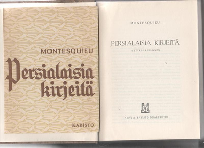 Montesquieu: Persialaisia kirjeitä, Karisto 1955, sid.,2.p.