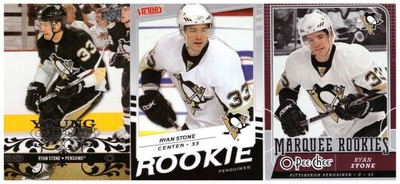 3 x RYAN STONE Pittsburgh Penguins Rc Kortteja