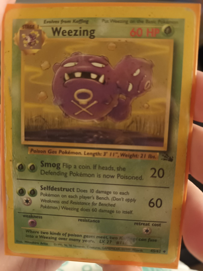 Weezing (FO 45) Fossil Uncommon Pokemon CCG card