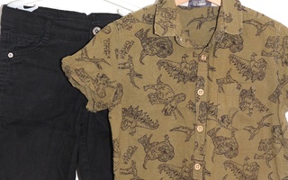 LC WAIKIKI - SHORTSIT ja DINO KAULUSPAITA - koko 110/116