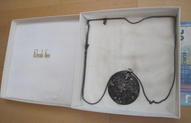 VANHA Koru Kalevalakoru Viikinkiriipus Hopeaa 1963