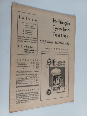 Helsingin työväen teatteri : ohjelma 1940-1941
