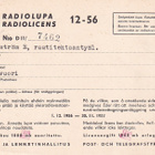 RADIOLUPA VIHTAVUORI RUUTITEHTAANTYÖLÄINEN 1957 - pikkukuva 1
