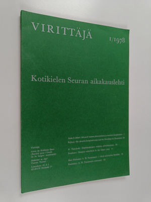 Virittäjä 1/1978 - Kotikielen Seuran aikakauslehti