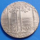 Hopeinen juhlaraha 10 mk vuodelta 1975 Kekkonen. - pikkukuva 2