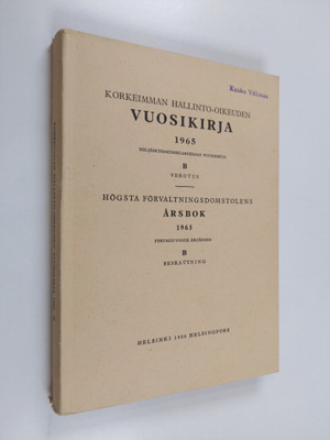 Korkeimman hallinto-oikeuden vuosikirja 1965 B, Verotus =...