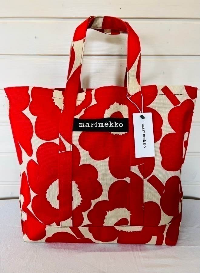 Marimekko Pieni Unikko Peruskassi, punainen/beige, uusi