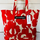 Marimekko Pieni Unikko Peruskassi, punainen/beige, uusi - pikkukuva 1