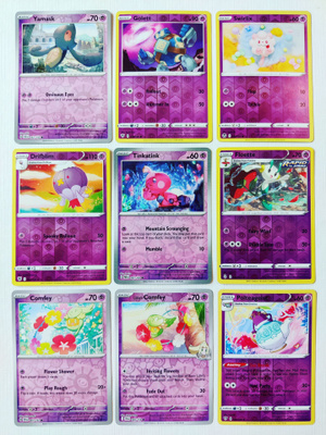 Pokemon Reverse Holo kortteja 9kpl