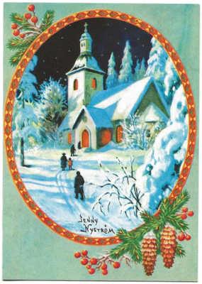 Jenny Nyström joulukortti (1995) taittokortti