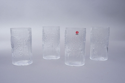 060. 4kpl Iittala 'Flora' juomalasi, Oiva Toikka.