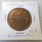 10  penniä   1909 kulkematon  hieman patinoitunut,kl 9 - pikkukuva 5