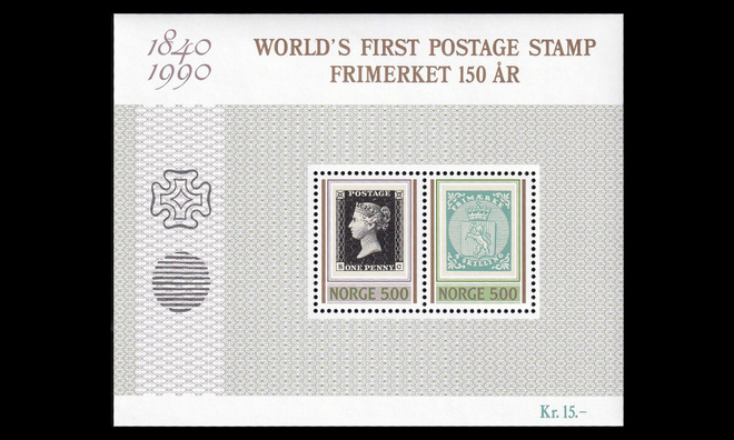 Norja 1044-5BL13 ** Postimerkki 150v blokki (1990)