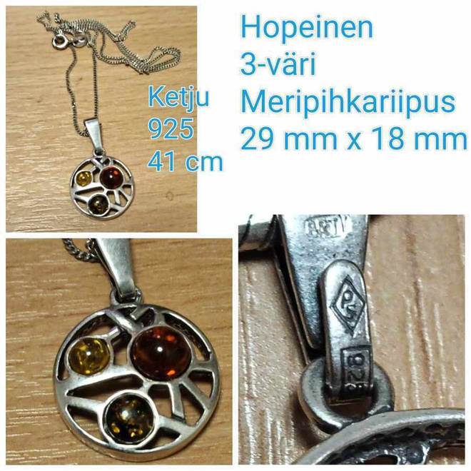 3 eriväristä MERIPIHKA -riipus
