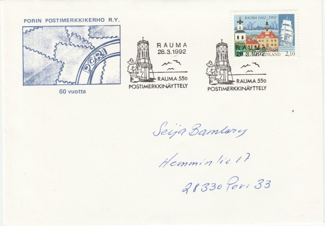 ERIKOISLEIMA , Postimerkkinäyttely, Rauma 28.3.1992