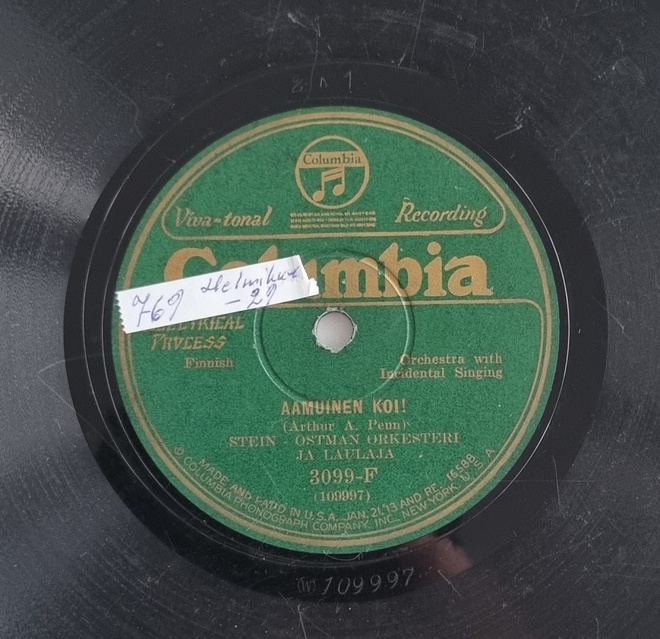 Savikiekko 1928 - Stein Östman orkesteri - Columbia 3099-F