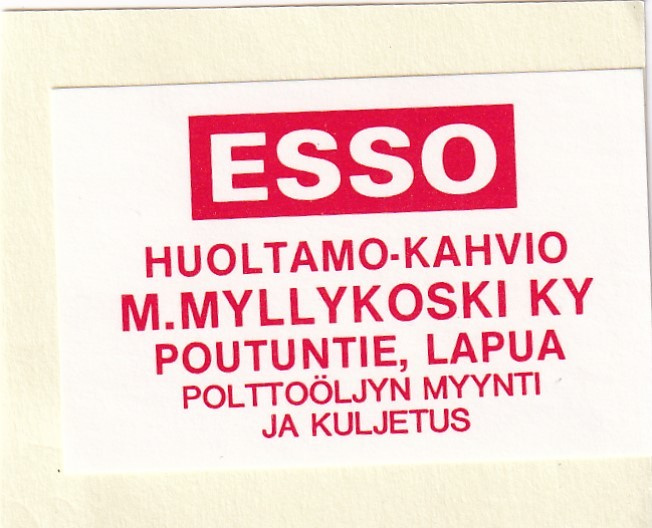 Lapua, Huoltamo-kahvio, E. Myllykoski Ky ,ESSO.      b436