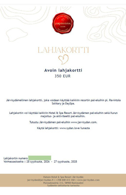 Järvisydän lahjakortti, 350€