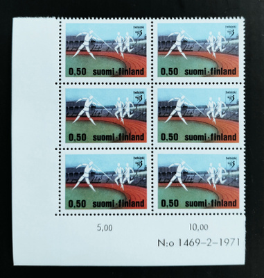 1971 Yleisurheilun EM-kisat 0,50mk numerokuusilo **