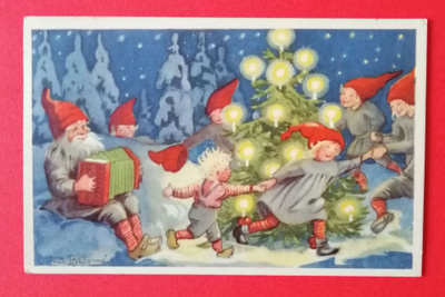 Vanha joulukortti kulk. 195?