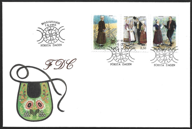FDC Åland 1993 Kansanpuvut  LaPe ÅL 072-074