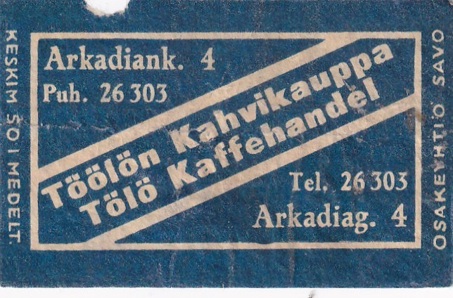 Helsinki, Töölön Kahvikauppa , Arkadiank. 4   8/8