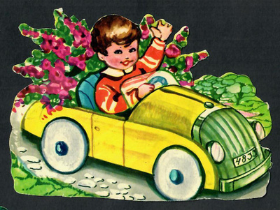 EO 8020 - Poika ja kukat keltaisessa autossa - Agathon!