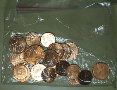 12 Euromaan 1c+2c kolikot UNC