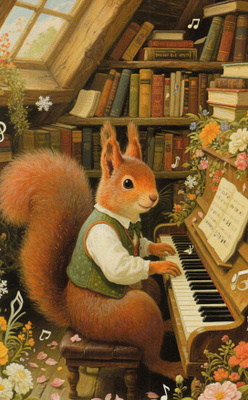 Orava soittaa pianoa