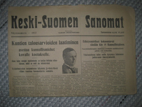 Sanomalehti : Keski-Suomen Sanomat 18.9.1932