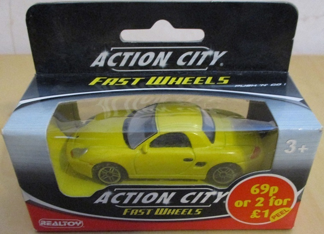 Porsche Boxster Roadster 2 door Yellow 2002 Realtoy 1:64