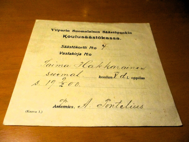1900 Viipuri koulusäästökassan taittolipuke