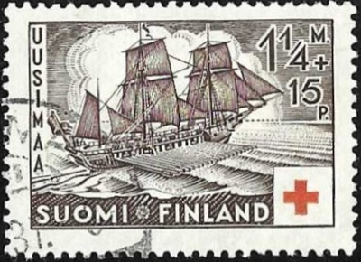 1937 Punainen Risti 1  1/4 mk + 15 p leimattu LaPe 199
