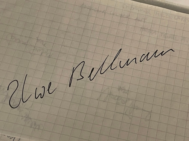 Uwe Bellmann nimikirjoitus paperilla
