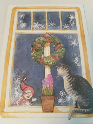 Kissa joulu kortti,kulkematon.
