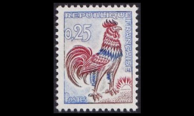 Ranska 1384x ** Käyttösarja Kukko 0,25 (1962)