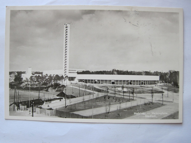 VANHA Postikortti Helsinki Olympia Stadion Rakenteilla 1938