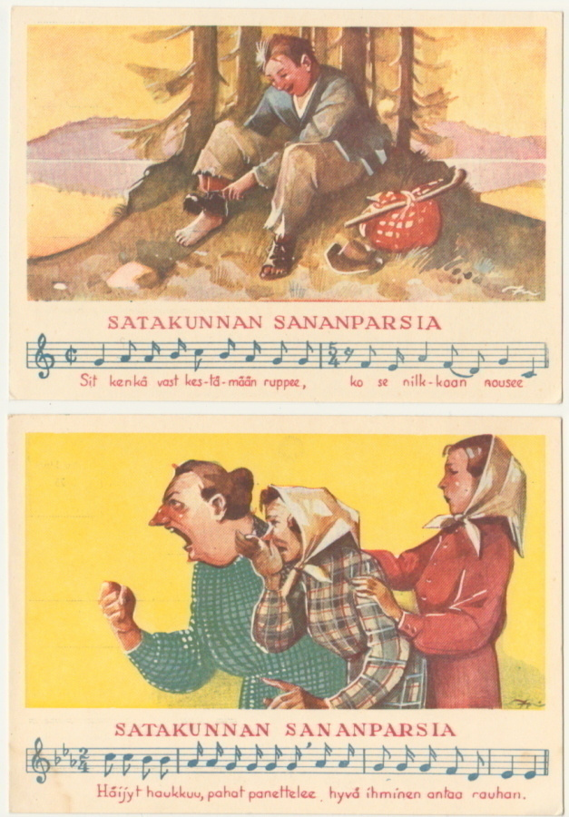 Satakuntalaisia sananparsia 40-luku 4 erilaista korttia