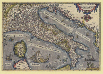 Kartta Italia historiallinen (postikortti)