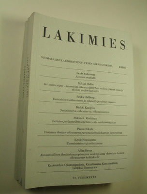 Lakimies, 93. vuosikerta (1995), numerot 1-3 ja 7-8 (nume...