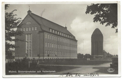 Malmö Södervärmskolan och vattentornet (1934)