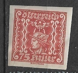 Itävalta, vanha, Hermes , 75  heller, postituore