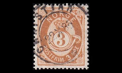 Norja 35 o Postitorvi 3 öre Christiania 22.X.85 (1882)
