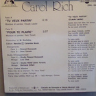 CAROL RICH  ::  TU VEUX PARTIR  ::  VINYYLI  7"    1988 - pikkukuva 2