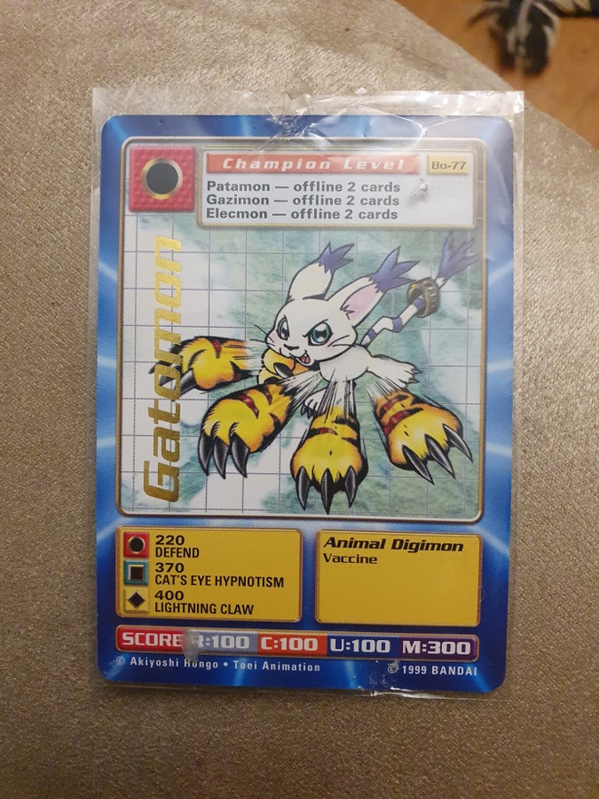 1999 Bandai Digimon - Gatomon GOLD FOIL Card Bo-77 rare M